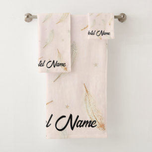 Luxury Modern Feathers Boho Collection Bath Towel Set