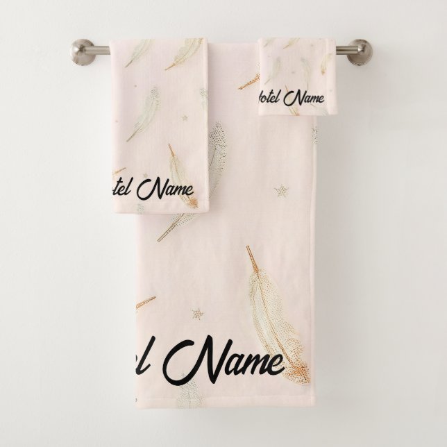 Luxury Modern Feathers Boho Collection Bath Towel Set (Insitu)