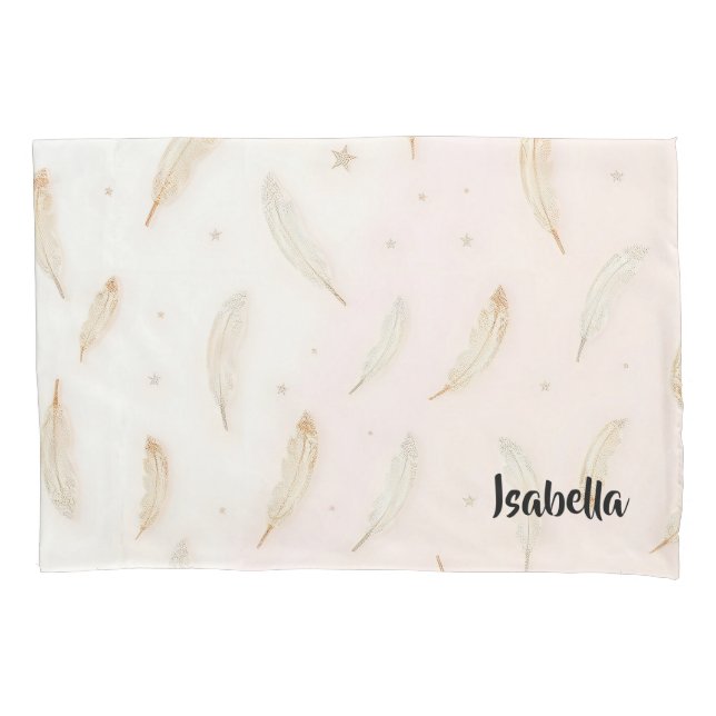 Luxury Modern Feathers Boho Collection Pillowcase (Front)