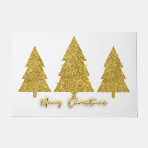 Luxury modern festive trees gold and white doormat