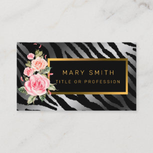Luxury Modern Floral Tiger Add Your Text Business Card