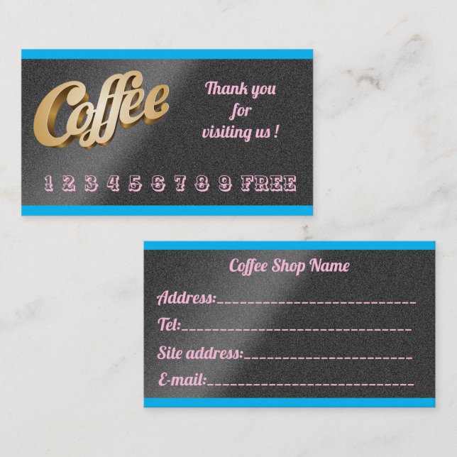 Luxury Modern Free Blue Silver Coffee Business Card (Front/Back)