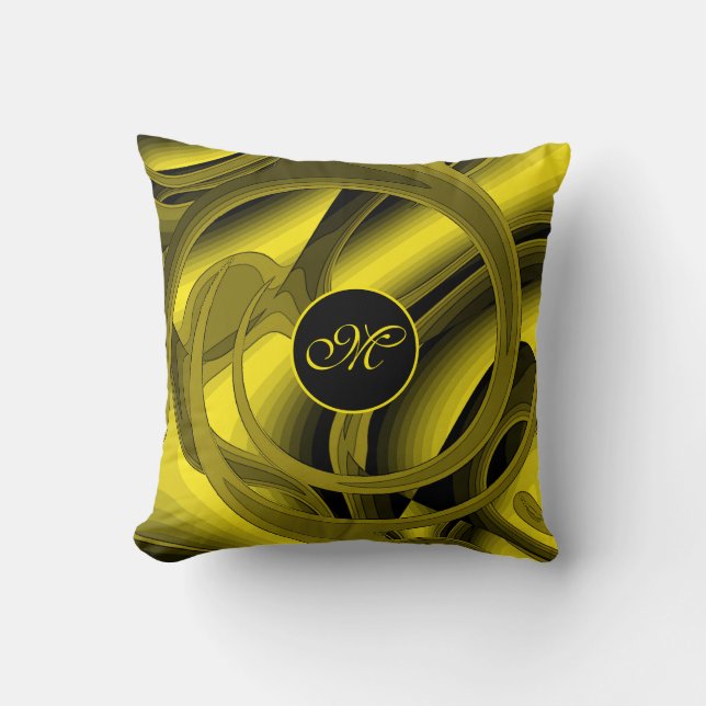 Luxury Modern Gold Abstract Floral Rose Cushion (Front)
