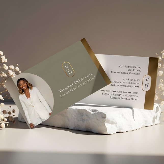 Luxury Modern Gold Arch Monogram Real Estate Photo Business Card (Luxury Modern Gold Arch Monogram Real Estate Photo Business Card)