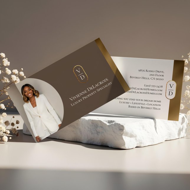 Luxury Modern Gold Arch Monogram Real Estate Photo Business Card (Luxury Modern Gold Arch Monogram Real Estate Photo Business Card)