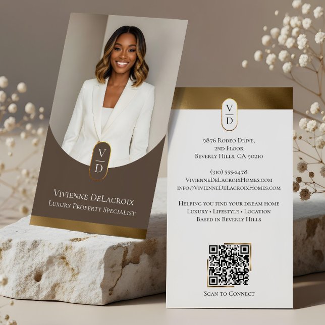 Luxury Modern Gold Arch Monogram Real Estate Photo Business Card (Luxury Modern Gold Arch Monogram Real Estate Photo Business Card)