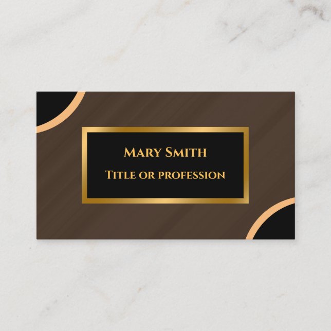 Luxury Modern Gold Brown Marble Business Card (Front)