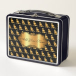 Luxury Modern Gold Cat Add Your Text Metal Lunch Box<br><div class="desc">Luxury Modern Gold Cat Add Your Text Metal Lunch Box - (Type BOKI412 in the site browser to see the offer of all my creations. Thanks. ) - Customised Product - See our other products and collections, choose a gift for you and your dear ones. Thanks for buying in our...</div>