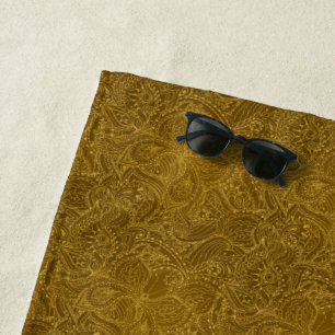 Luxury Modern Gold Natural Floral Butterfly Beach Towel