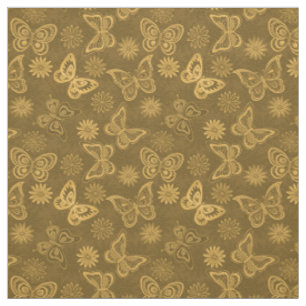 Luxury Modern Gold Natural Floral Butterfly Fabric