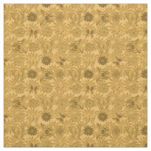 Luxury Modern Gold Natural Floral Butterfly Fabric