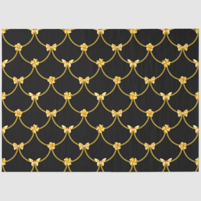 Luxury Modern Gold Natural Floral Butterfly Tissue Paper (Front)