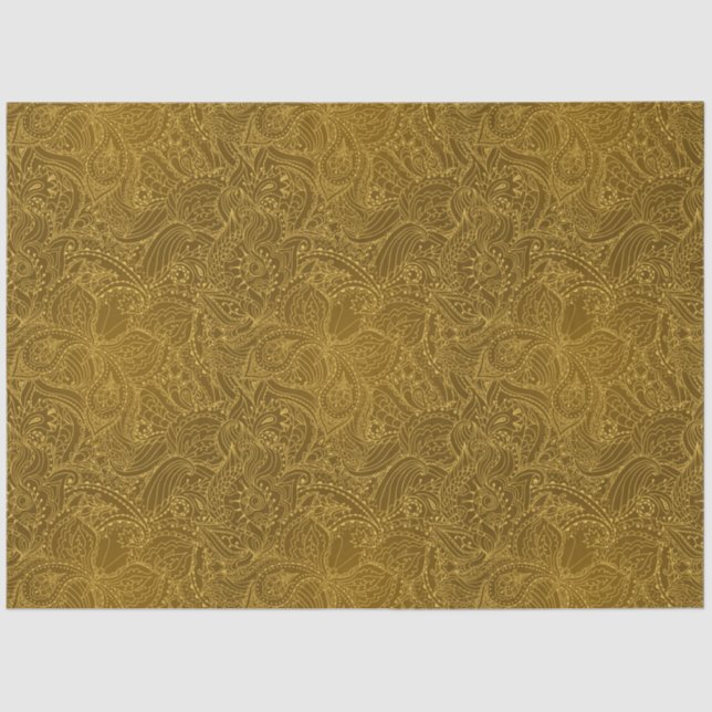 Luxury Modern Gold Natural Floral Butterfly Tissue Paper (Front)