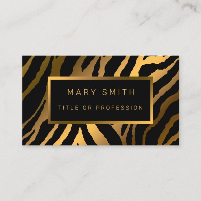 Luxury Modern Gold Tiger Add Your Text Business Card (Front)