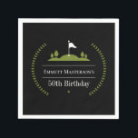 Luxury Modern Golfer 50th Birthday Party Golf Napkin<br><div class="desc">Matching set available at www.zazzle.com/thecelebrationsco - this is the epitome of class and luxury suitable for the high-class Golfer in your life. If you;re having an elegant 50th Birthday party and you want your guests to know the theme and the tone of your party, then what better than our beautifully...</div>