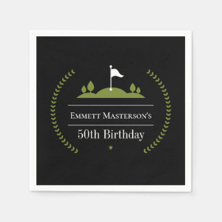 Luxury Modern Golfer 50th Birthday Party Golf Napkin