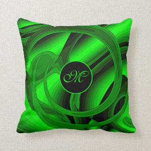 Luxury Modern Green Abstract Floral Rose Cushion