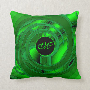 Luxury Modern Green Abstract Floral Rose Cushion