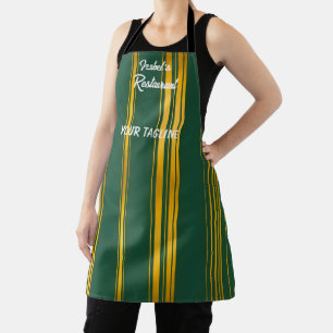 Luxury Modern Green Gold Linen Texture Collection Apron