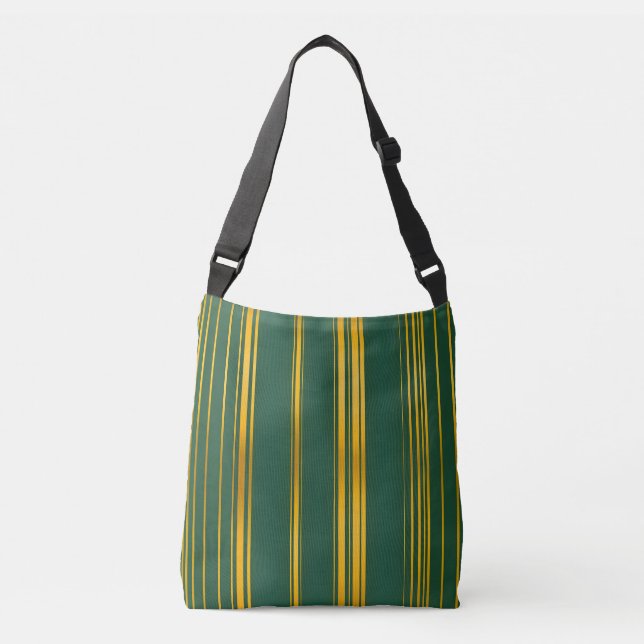 Luxury Modern Green Gold Linen Texture Collection Crossbody Bag (Front)