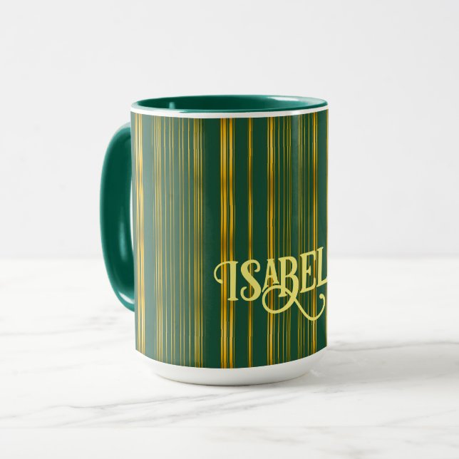 Luxury Modern Green Gold Linen Texture Collection Mug (Front Left)