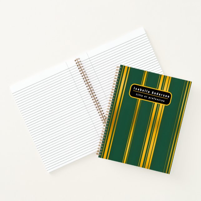 Luxury Modern Green Gold Linen Texture Collection Notebook (Inside)