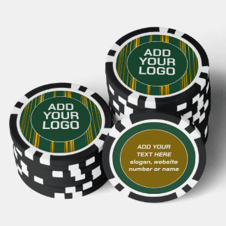 Luxury Modern Green Gold Linen Texture Collection Poker Chips
