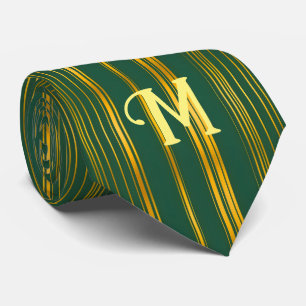 Luxury Modern Green Gold Linen Texture Collection Tie