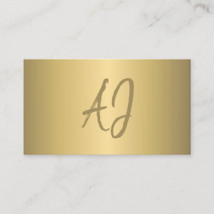 Luxury modern metallic gold sand monogrammed business card