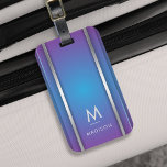 Luxury Modern Minimal Abstract Violet Blue  Luggage Tag<br><div class="desc">An elegant luxurious style abstract luggage tag featuring violet and blue geometric design. Personalise with your monogram and name.</div>
