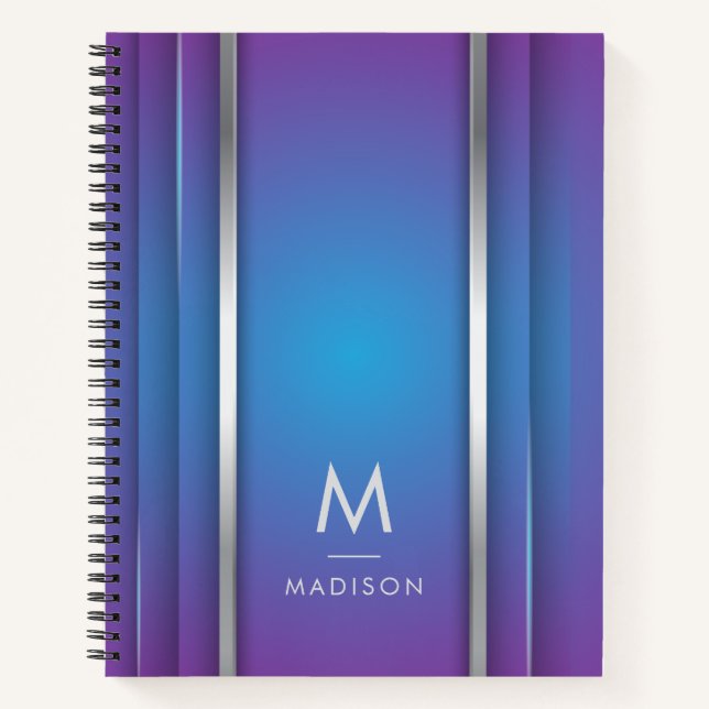 Luxury Modern Minimal Abstract Violet Blue Notebook (Front)