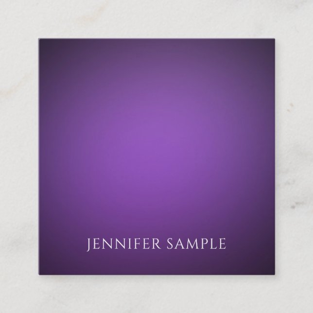 Luxury Modern Minimalistic Elegant Purple Template Square Business Card (Front)