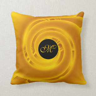 Luxury Modern Neon Gold Abstract Floral Rose Cushion