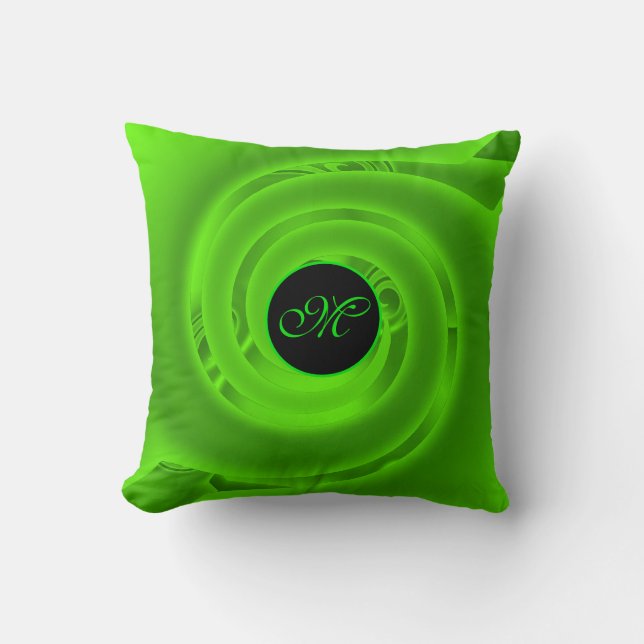 Luxury Modern Neon Green Abstract Floral Rose Cushion (Front)