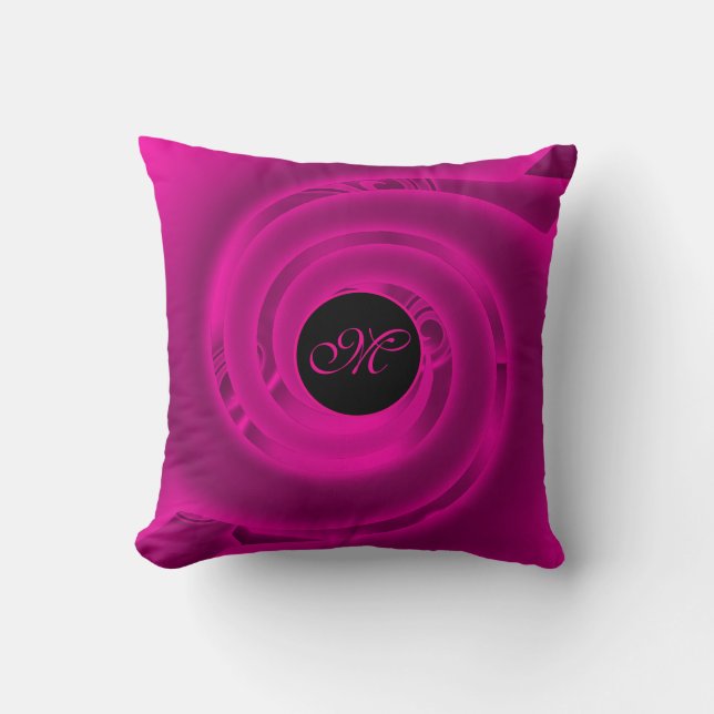 Luxury Modern Neon Pink Abstract Floral Rose Cushion (Front)