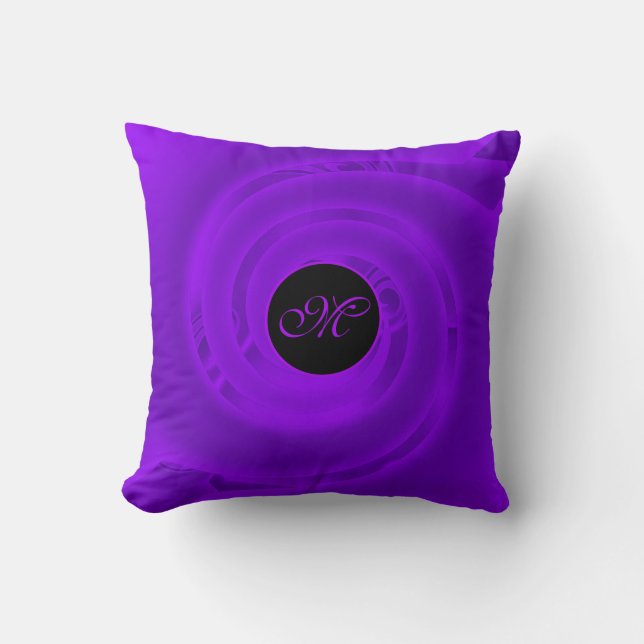 Luxury Modern Neon Purple Abstract Floral Rose Cushion (Front)