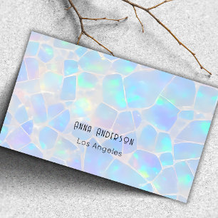 Luxury Modern Opal Stone Mineral Gold Makeup Business Card