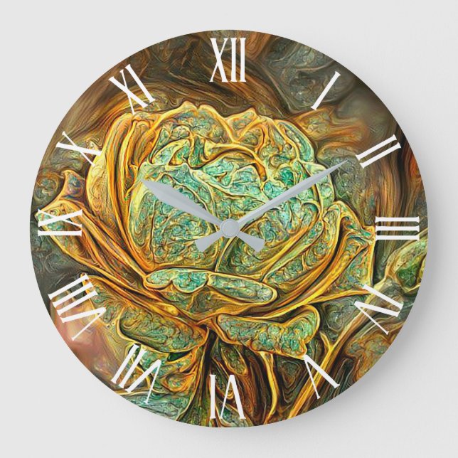Luxury Modern Patina Gold Rose Large Clock (Front)