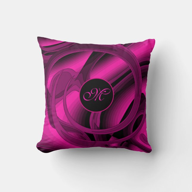 Luxury Modern Pink Abstract Floral Rose Cushion (Front)