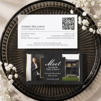 Luxury Modern Professional Real Estate Agent Photo Business Card