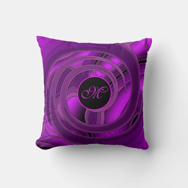 Luxury Modern Purple Abstract Floral Rose Cushion (Front)