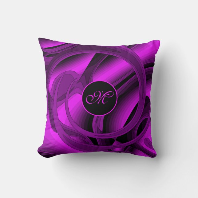 Luxury Modern Purple Abstract Floral Rose Cushion (Front)