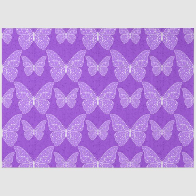 Luxury Modern Purple Natural Floral Butterfly Tissue Paper (Front)