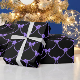 Luxury Modern Purple Natural Floral Butterfly Wrapping Paper