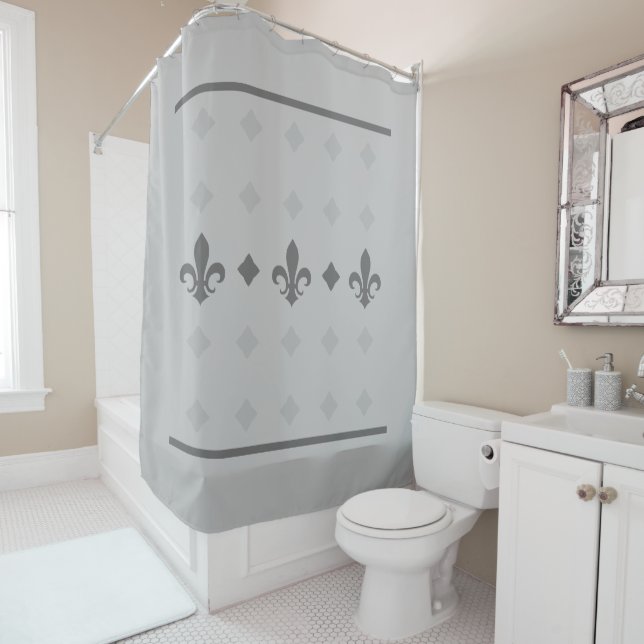 Luxury Modern Retro Elegant Fleur De Lis Shower Curtain (In Situ)