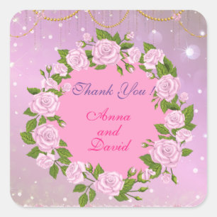 Luxury Modern Rose Add Your Text Square Sticker