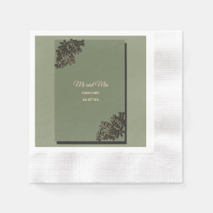 Luxury Modern Sage green & gold classic metallic N Napkin