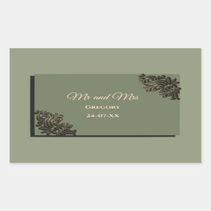 Luxury Modern Sage green & gold faux metallic Rectangular Sticker