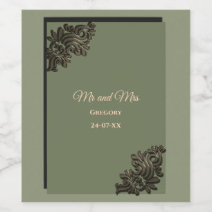 Luxury Modern Sage green & gold metallic Wine Label