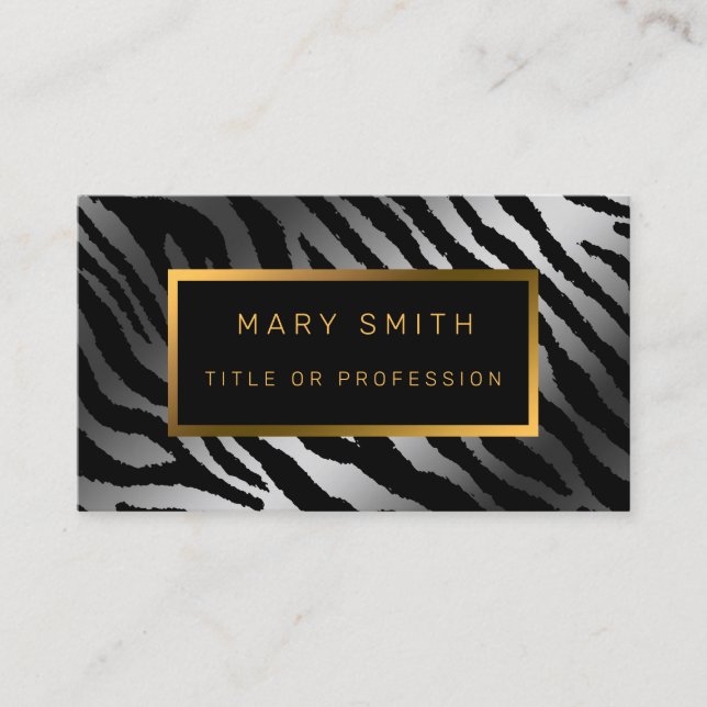 Luxury Modern Silver Tiger Add Your Text Business Card (Front)